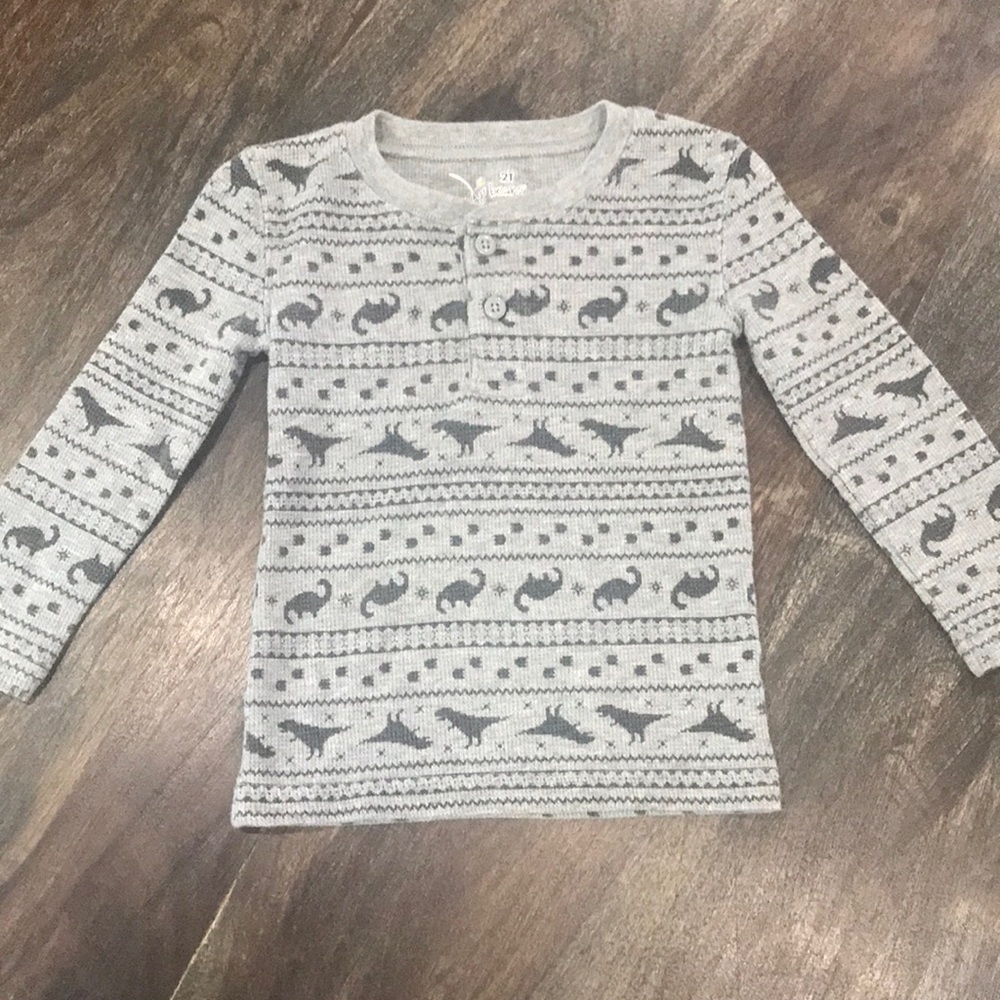Jumping Beans Thermal Henley, 2T, Black & Gray